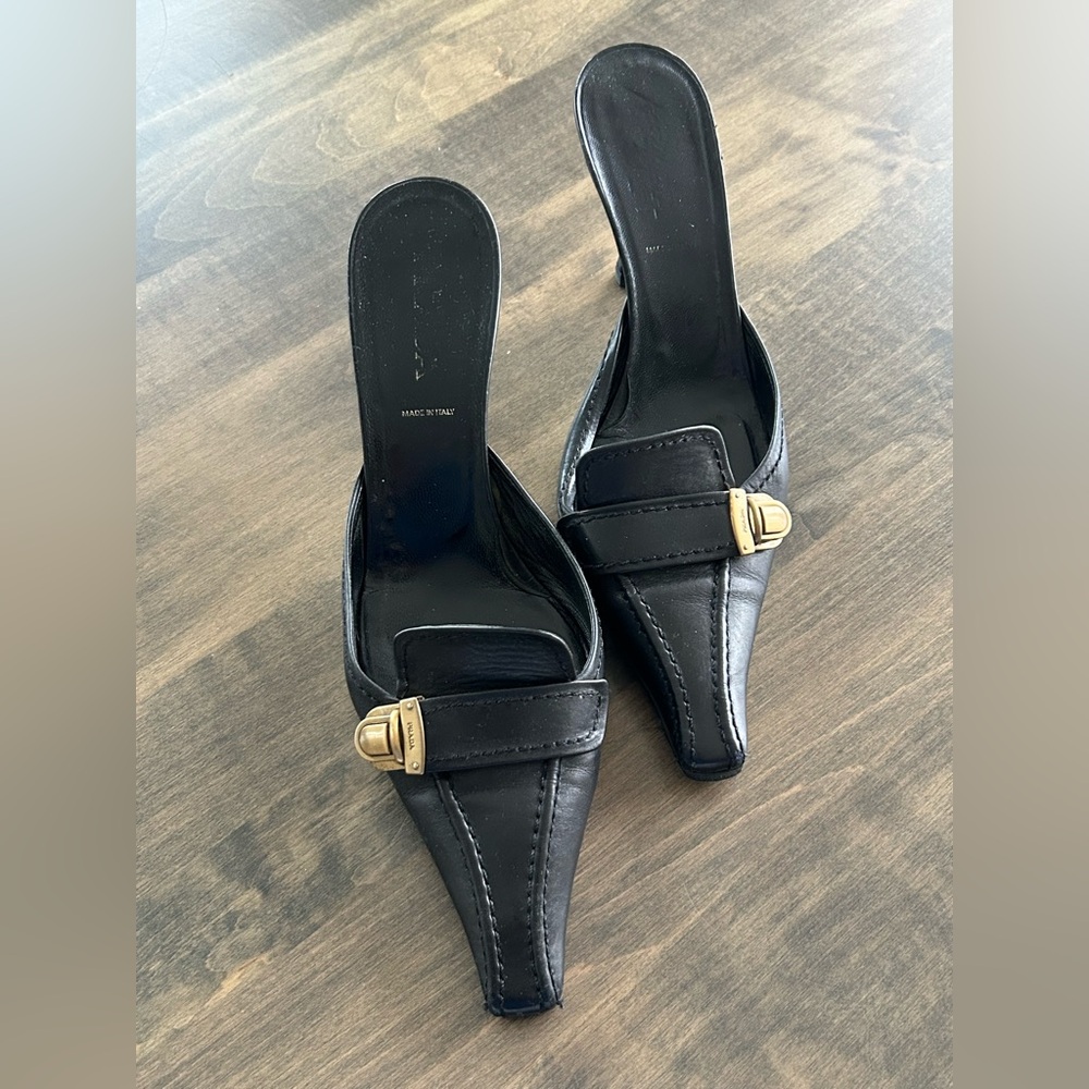 Prada Black Mules with Kitten Heel - Picture 4 of 8